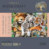 Trefl Drevené puzzle 501 - Divoké mačky v džungli