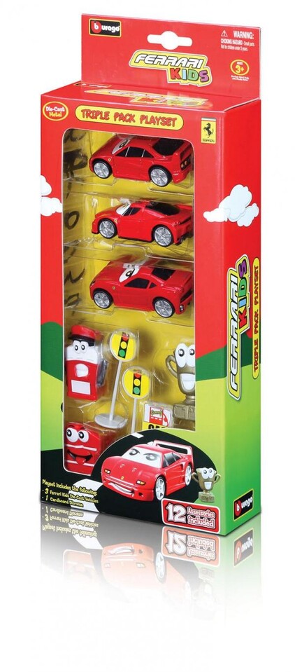 Bburago Ferrari Kids 3x autíčko s príslušenstvom