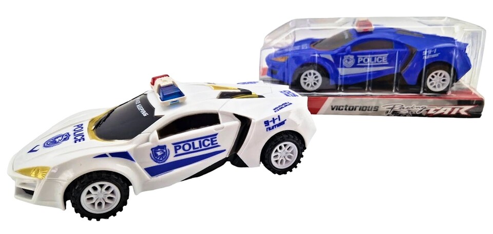 Športové policajné auto na zotrvačník 19cm - modrá