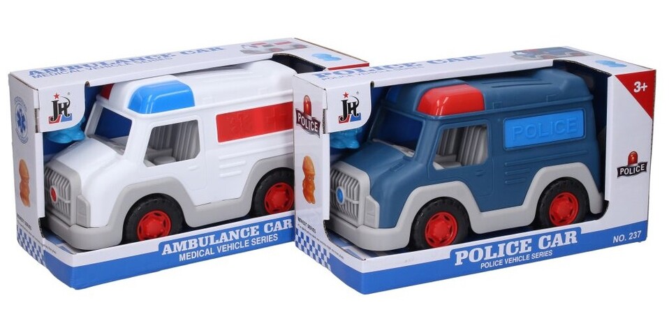 Auto ambulancia/polícia s figúrkou 23cm - náhodné