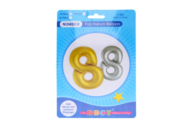 Balónik v tvare čísla 8 - zlatá