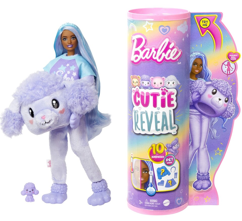Mattel Barbie Cutie Reveal pastelová edícia fialový psík