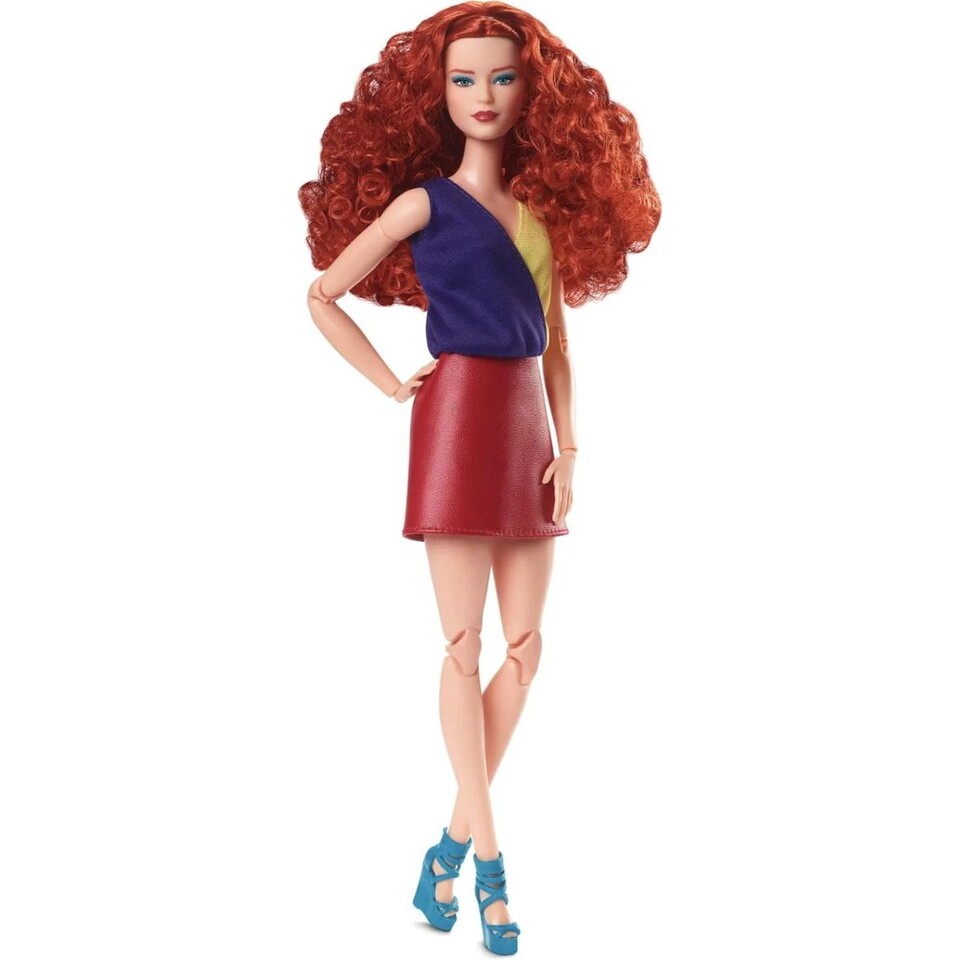 Mattel Barbie Looks Rusovláska v červenej sukni HJW80