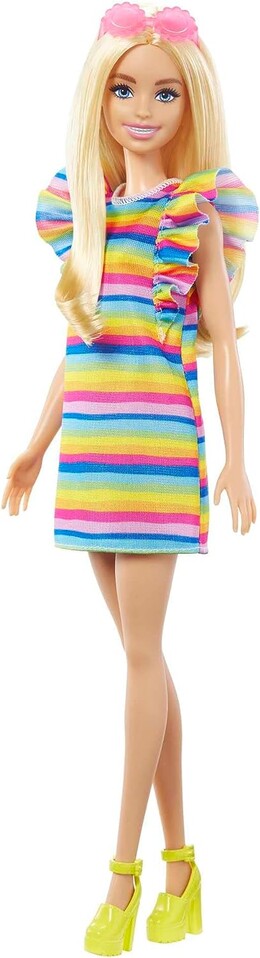 Bábika Barbie s dúhovými šatami Fashionistas