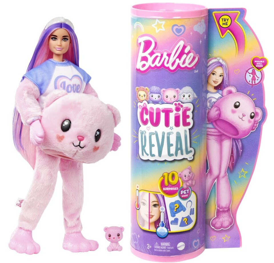 Mattel Barbie Cutie Reveal pastelová edícia ružový macík