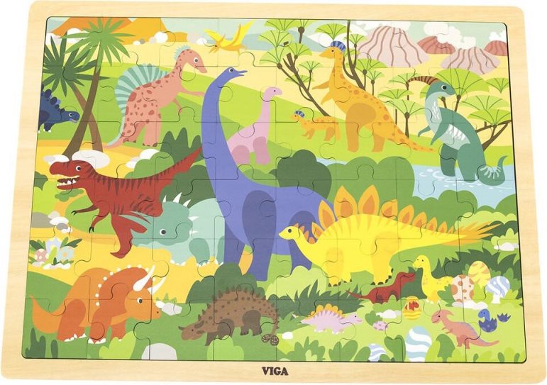 Viga Drevené puzzle Dinosaurus 48ks
