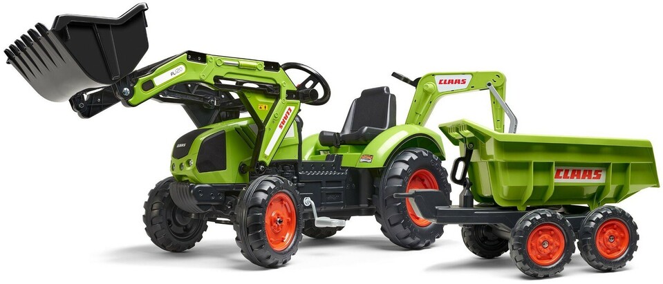 Falk šliapací traktor 2070W Claas backhoe s prednou a zadnou lyžicou a prívesom