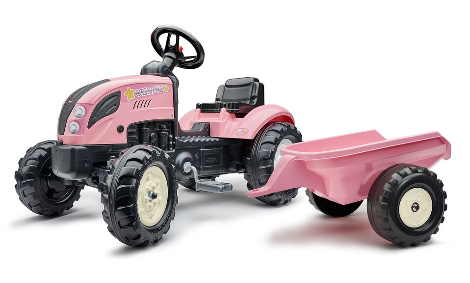 Falk šliapací traktor s prívesom Country Star - ružový