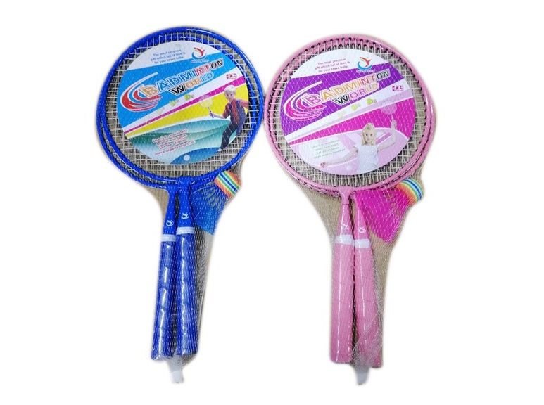 Badminton sada 2 rakety s košíkom - ružová