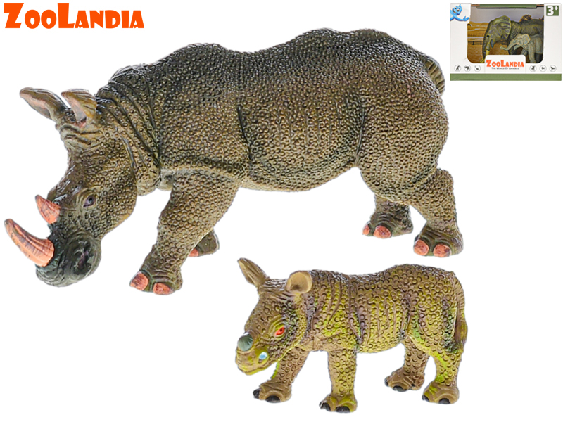 Zoolandia nosorožec/slon s mláďaťom 7-14cm v krabičke - nosorožec