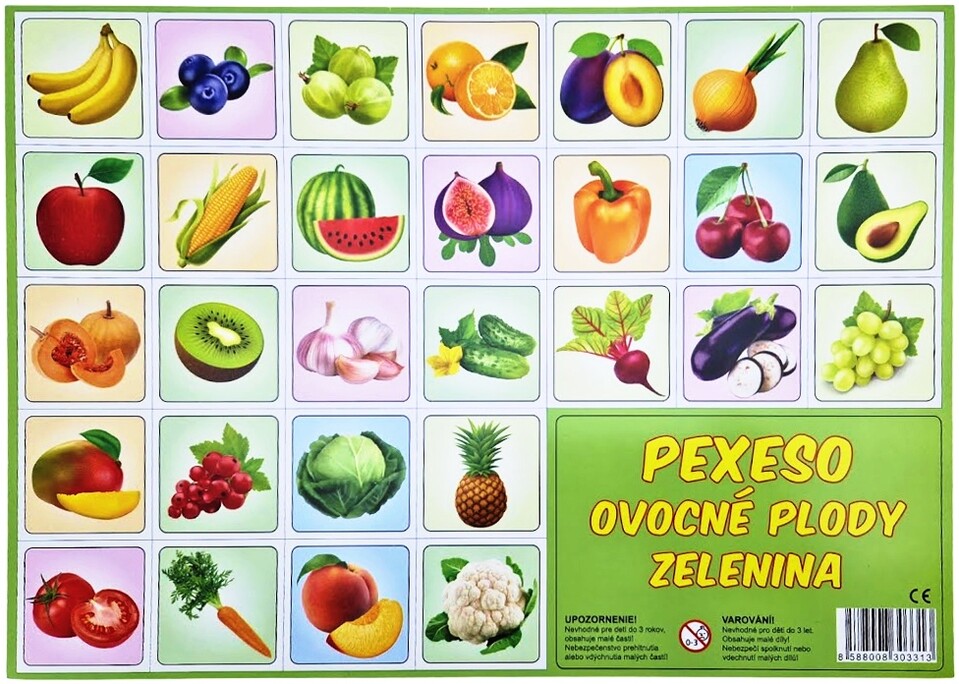 Pexeso ovocné plody a zelenina 32 dvojic