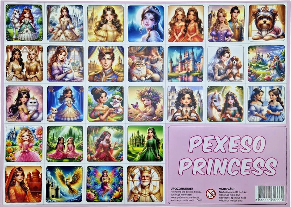 Pexeso princezné 32 dvojíc