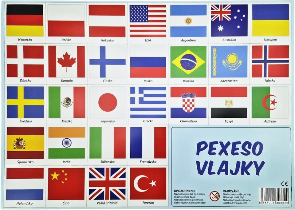 Pexeso štátne vlajky 32 dvojic