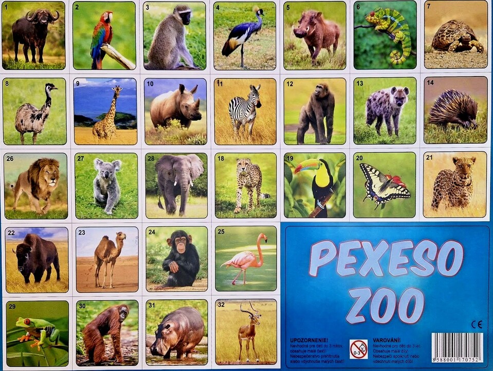 Pexeso Zoo 32 dvojic