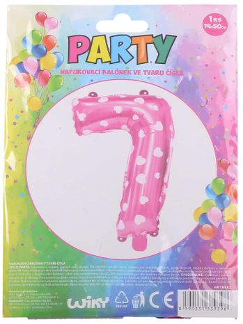 Nafukovací balón ružový so srdiečkami, číslo.7