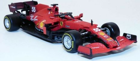 Bburago 1:43 Ferrari Racing F1 SF21 #55 (Carlos Sainz) with helmet - hard case