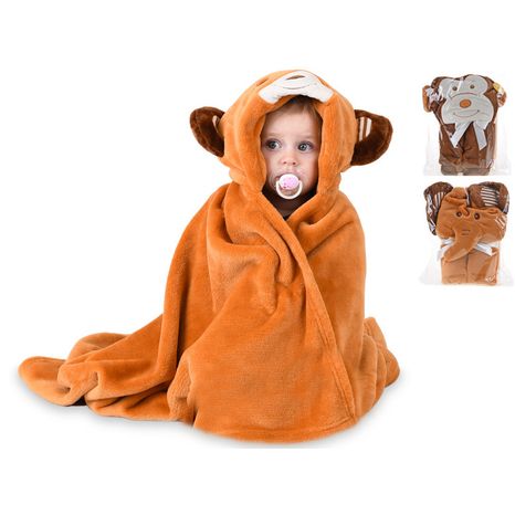 Detská deka zvieratko s kapucňou 100x75cm 3druhy
