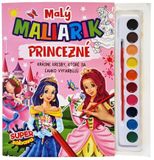 Malý maliarik princezné omaľovánka so štetcom a farbami