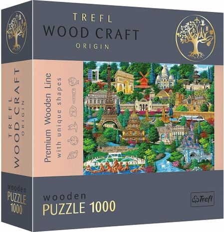 Trefl Drevené puzzle 1000 - Francúzsko - slávne miesta