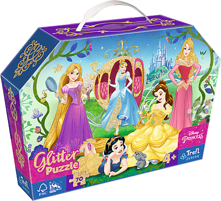 Trefl Puzzle 70 glitter v kufríku - Princezné Disney