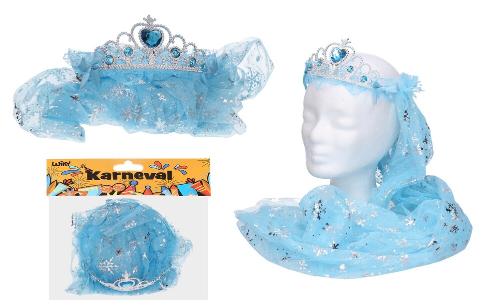 Set karneval čelenka so závojom modrá