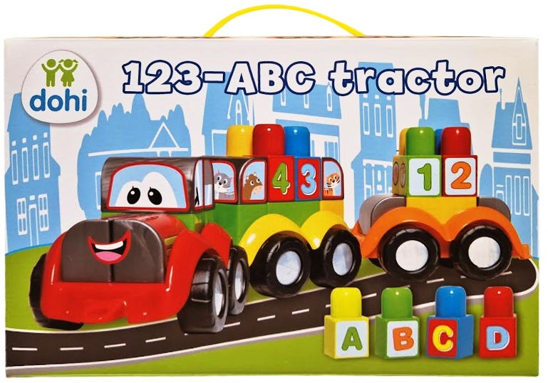 Stavebnica traktor s prívesom 123-ABC