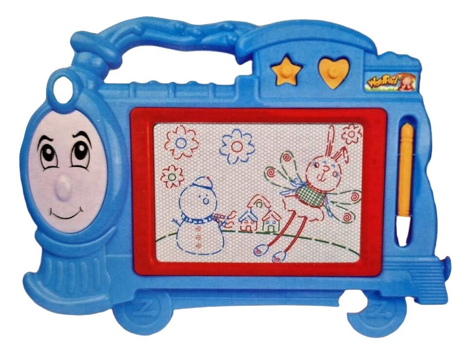Detská kresliaca tabuľka mašinka 3-farby 34x25cm - modrá