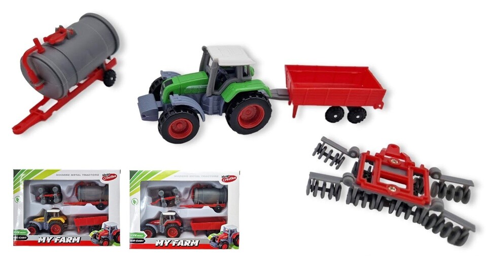 Traktor s prívesom My Farm 1:72 - červená