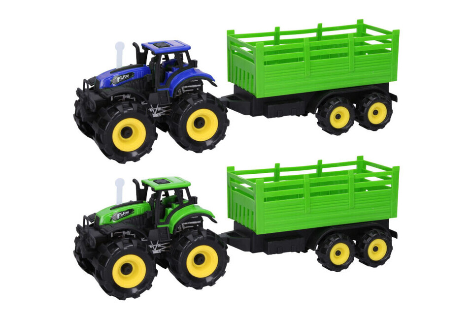 Traktor s vlečkou a efektmi 34cm - modrá
