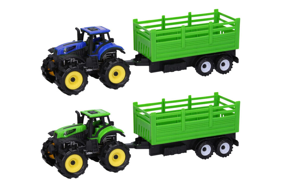 Traktor s vlečkou 27,5cm - modrá