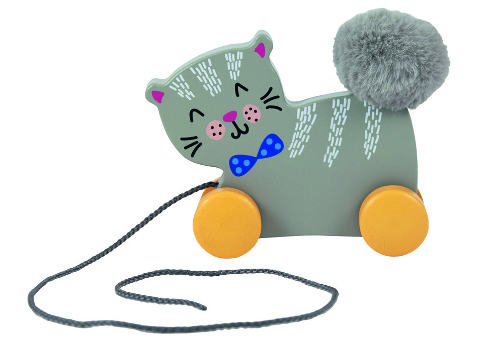 Trefl Drevená hračka mačka na špagátiku