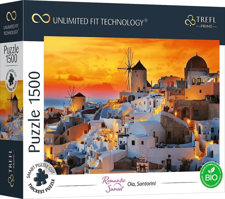 Trefl Prime puzzle 1500 UFT - Romantický západ slnka: Oia, Santorini