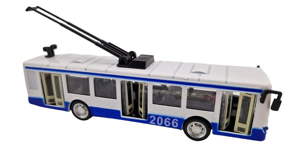 Kovový trolejbus s efektami 16cm - náhodná