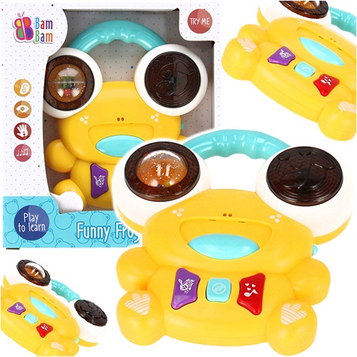 BamBam Hudobná interaktívna hračka žaba 15cm - žltá